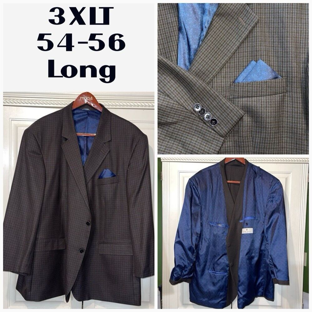 Oak Hill Blazer Men 3XLT 54 56 Mocha Striped Jacket Sport‎ Coat Church Business